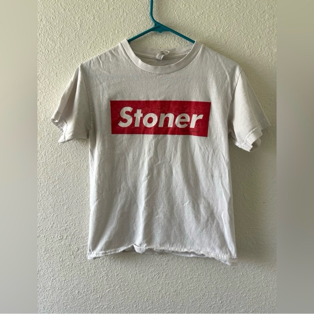 Allstyle “Stoner” Graphic T-Shirt | Size Small | White Statement Tee - Picture 10 of 11
